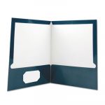 Laminated Two-Pocket Folder, Cardboard Paper, Navy, 11 x 8 1/2, 25/Pack