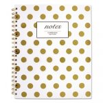 Gold Dots Hardcover Notebook, 1 Subject, Wide/Legal Rule, White/Gold Dots Cover, 11 x 8.88, 80 Pages