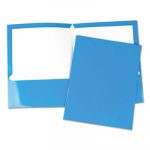 Laminated Two-Pocket Folder, Cardboard Paper, Blue, 11 x 8 1/2, 25/Pack