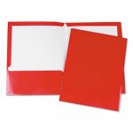 Laminated Two-Pocket Folder, Cardboard Paper, Red, 11 x 8 1/2, 25/Pack