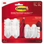 General Purpose Designer Hooks, Small/Medium, 3 lb Cap, White, 4 Hooks and 4 Strips/Pack