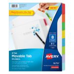 Movable Tab Dividers with Color Tabs, 8-Tab, 11 x 8.5, White, 1 Set