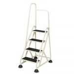Stop-Step Ladder, 66.25" Working Height, 300 lbs Capacity, 4 Step, Beige