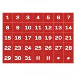 Interchangeable Magnetic Board Accessories, Calendar Dates, Red/White, 1" x 1"