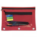 Binder Pouch with PVC Pocket, 9 1/2 x 7, Red, 6/Pack
