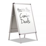 Improv A-Frame Sign with Total Erase Surface, Aluminum, 28 1/2w x 42h, Silver