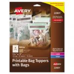 Printable Bag Toppers with Bags, 1.75 x 5, White, 4/Sheet, 10 Sheets/Pack