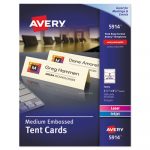 Medium Embossed Tent Cards, Ivory, 2 1/2 x 8 1/2, 2 Cards/Sheet, 100/Box