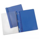 Report Cover, Tang Clip, Letter, 1/2" Capacity, Clear/Blue, 25/Box
