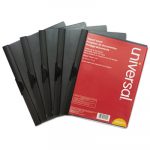 Plastic Report Cover w/Clip, Letter, Holds 30 Pages, Clear/Black, 5/PK