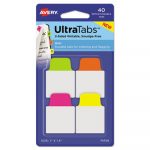 Ultra Tabs Repositionable Tabs, 1 x 1.5, Neon:Green, Pink, Yellow, Orange, 40/PK