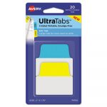 Ultra Tabs Repositionable Tabs, 2 x 1.75, Primary: Blue, Yellow, 20/PK