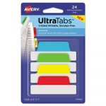 Ultra Tabs Repositionable Tabs, 2.5 x 1, Primary:Green, Red, Yellow, Blue, 24/PK