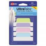 Ultra Tabs Repositionable Tabs, 2.5 x 1, Pastel:Blue, Pink, Purple, Green, 24/PK