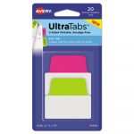 Ultra Tabs Repositionable Tabs, 2 x 1.75, Neon: Green, Pink, 20/PK