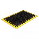 Safewalk Workstations Anti-Fatigue Drainage Mat, 40 x 64, Black/Yellow