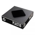 Public Square Recycling Container Lid, Square Opening, 15.25 x 15.25 x 2, Black