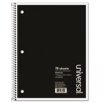 Wirebound Notebook, 1 Subject, Wide/Legal Rule, Black Cover, 10.5 x 8, 70 Pages