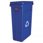 Slim Jim Recycling Container w/Venting Channels, Plastic, 23 gal, Blue
