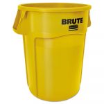 Round Brute Container, Plastic, 55 gal, Yellow
