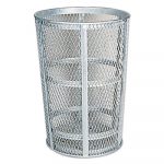 Street Basket Waste Receptacle, 23" Diameter, 45 gal, Silver