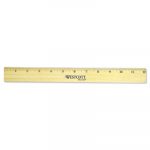 Flat Wood Ruler w/Two Double Brass Edges, 12", Clear Lacquer Finish