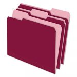 Interior File Folders, 1/3-Cut Tabs, Letter Size, Burgundy, 100/Box