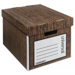 Heavy-Duty Storage Box, Letter/Legal, Fiberboard, Woodgrain, 12/Carton