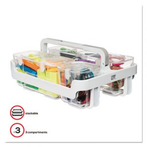Stackable Caddy Organizer w/ S, M & L Containers, White Caddy, Clear Containers