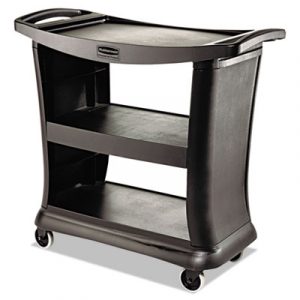 Executive Service Cart, Three-Shelf, 20-1/3w x 38-9/10d, Black