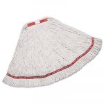 Web Foot Wet Mop, Cotton/Synthetic, White, Large, 1" Red Headband, 6/Carton
