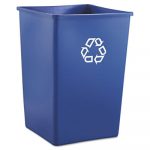 Recycling Container, Square, Plastic, 35gal, Blue