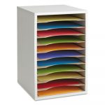 Wood Vertical Desktop Literature Sorter, 11 Sections 10 5/8 x 11 7/8 x 16, Gray