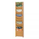 Solid Wood Wall-Mount Literature Display Rack, 11.25w x 3.75d x 48.75h, Medium Oak