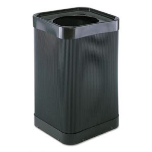 At-Your Disposal Top-Open Waste Receptacle, Square, Polyethylene, 38gal, Black