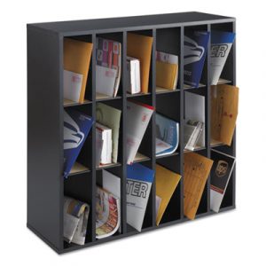 Wood Mail Sorter with Adjustable Dividers, Stackable, 18 Compartments, Black