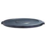 Lids for 44-Gal Waste Receptacles, Flat-Top, Round, Plastic Gray