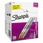 Metallic Fine Point Permanent Markers, Bullet Tip, Gold-Silver-Bronze, 36/Pack