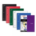 Wirebound Notebook, 5 Subjects, Medium/College Rule, Assorted Color Covers, 11 x 8.5, 200 Pages