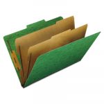 Four-, Six-, and Eight-Section Pressboard Classification Folders, 2 Dividers, Embedded Fasteners, Legal, Light Green, 10/Box