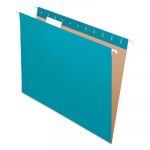 Colored Hanging Folders, Letter Size, 1/5-Cut Tab, Teal, 25/Box