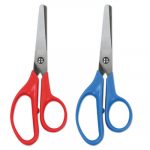 Kids' Scissors, 5" Length, 1 3/4" Cut, Rounded, Blue; Red, 2 per pack