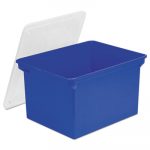 Plastic File Tote Storage Box, Letter/Legal, Snap-On Lid, Blue/Clear