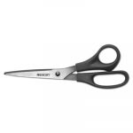 All Purpose Stainless Steel Scissors, 8" Straight, 3 1/2" Cut, Pointed, Black