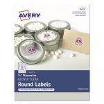Printable Self-Adhesive Permanent 3/4" Round ID Labels, Inkjet/Laser Printers, 0.75" dia., Clear, 80/Sheet, 5 Sheets/Pack