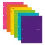 Four-Pocket Portfolio, 8 1/2 x 11, Assorted Colors, Trend Design, 6/Pack