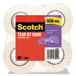 Tear-By-Hand Packaging Tape, 1.88" x 50yds, 1 1/2" Core, Clear, 4/Pack