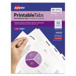 Printable Plastic Tabs with Repositionable Adhesive, 1 3/4, White, 80/Pack