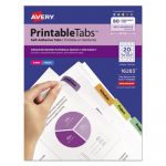 Printable Plastic Tabs with Repositionable Adhesive, 1 3/4, Assorted, 80/Pack
