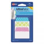 Ultra Tabs Repositionable Tabs, 2 x 1.5, Patterns: Blue, Green, Pink, 24/PK
